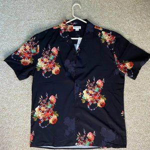 NWT BLACK SNAKE AND FLORAL DRESS SHIRT (L)